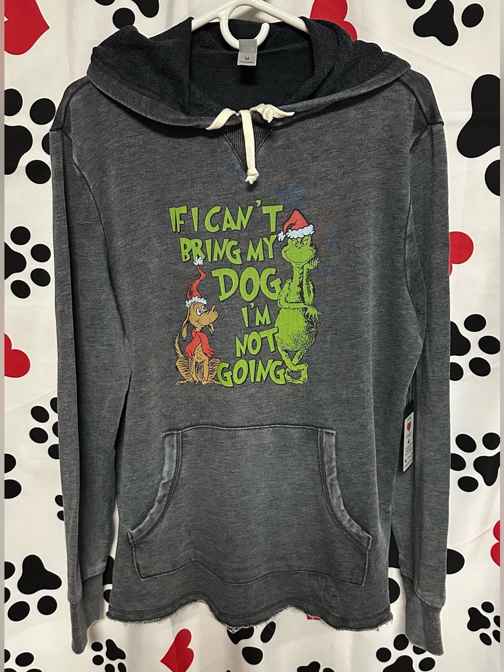 Grinch & Dog Graphic Pullover Hoodie - NIP